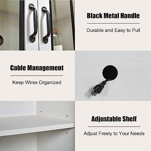 63" Distressed White Sideboard with Adjustable Shelves