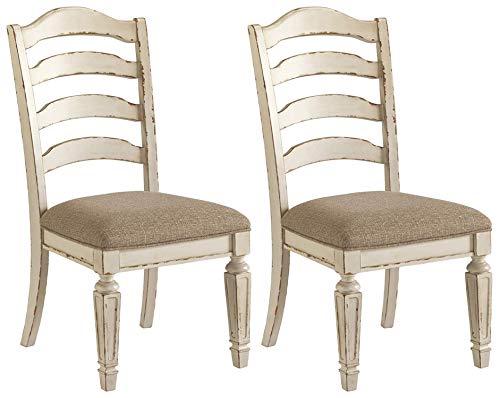 Realyn Antique White Dining Room Upholstered Chairs, Set of 2