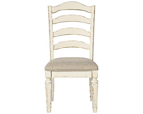 Realyn Antique White Dining Room Upholstered Chairs, Set of 2