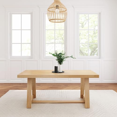 Rustic 72" Solid Wood Farmhouse Dining Table