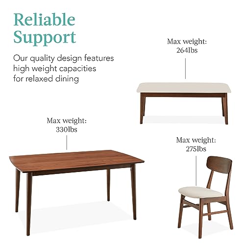 Mid-Century 6-Piece Dining Set with Upholstered Chairs