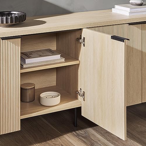 Scandinavian Fluted Door Kitchen Storage Buffet Cabinet