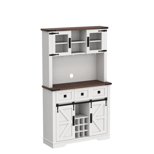 Rustic 72" Farmhouse Bar Cabinet with Storage