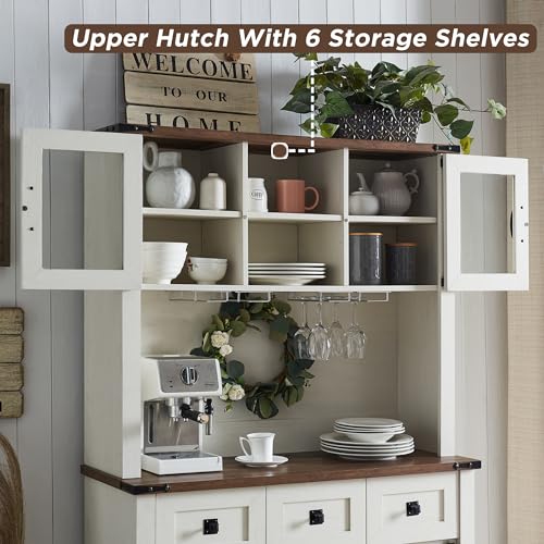 Rustic 72" Farmhouse Bar Cabinet with Storage