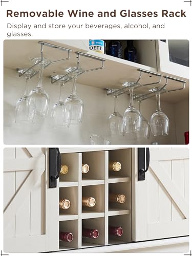 Rustic 72" Farmhouse Bar Cabinet with Storage