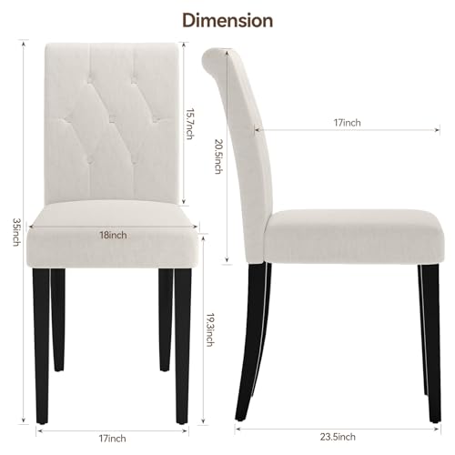 Set of 4 Modern Upholstered Dining Chairs - White
