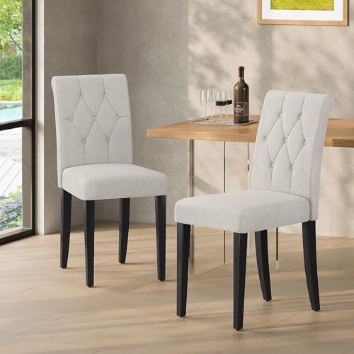 Set of 4 Modern Upholstered Dining Chairs - White