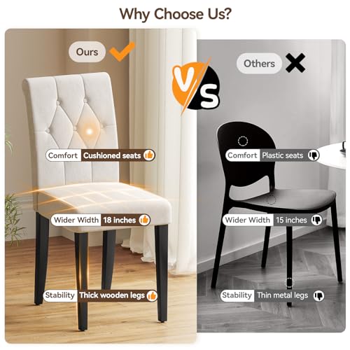 Set of 4 Modern Upholstered Dining Chairs - White