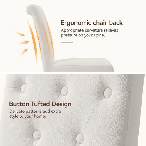 Set of 4 Modern Upholstered Dining Chairs - White