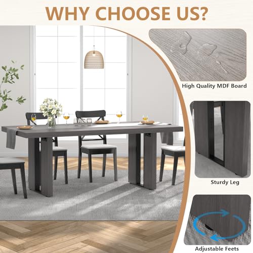 Rustic 70.8 Inch Farmhouse Dining Table for 6-8