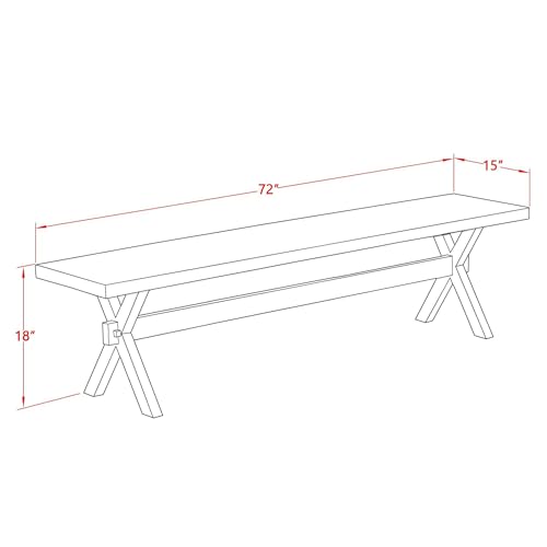 X-Style Modern Wooden Dining Room Bench, 72