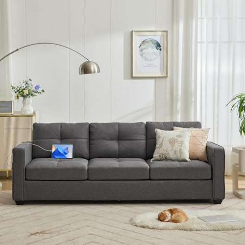 Modern 3-Seater Sofa with USB Charging Ports