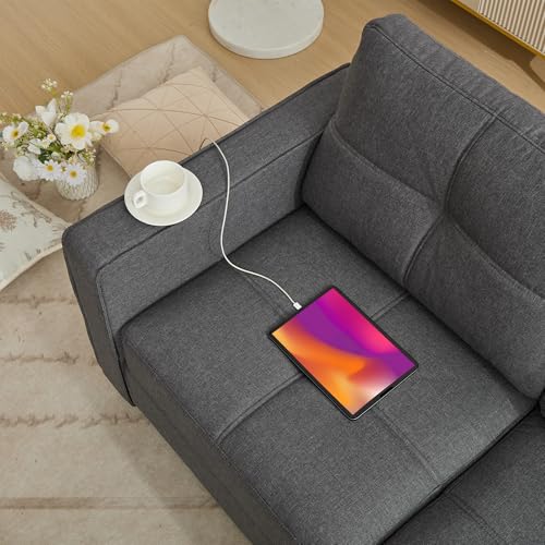 Modern 3-Seater Sofa with USB Charging Ports