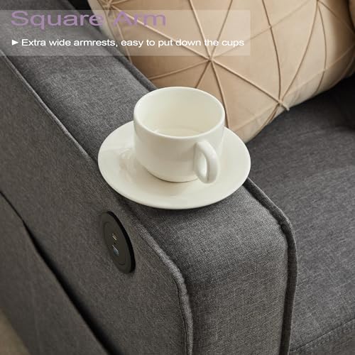 Modern 3-Seater Sofa with USB Charging Ports