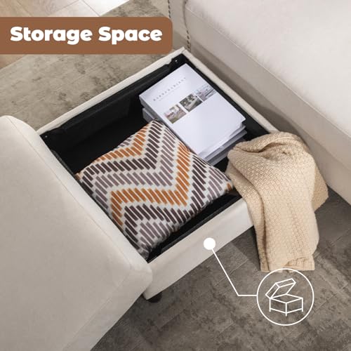 Beige Convertible L-Shaped Sectional Sofa with Storage