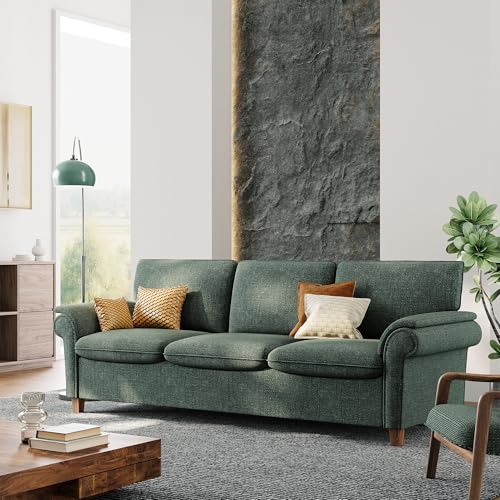 Modern 89-Inch Green Chenille Comfy Sofa Couch