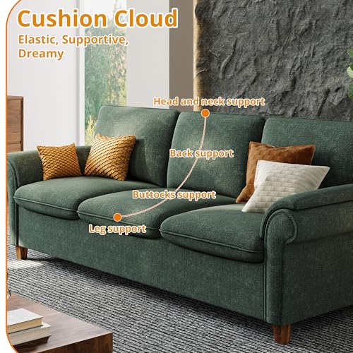 Modern 89-Inch Green Chenille Comfy Sofa Couch
