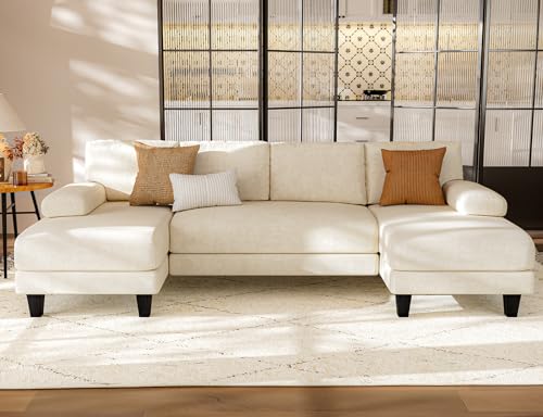 Modular U-Shaped Sofa with Double Chaise - Warm White