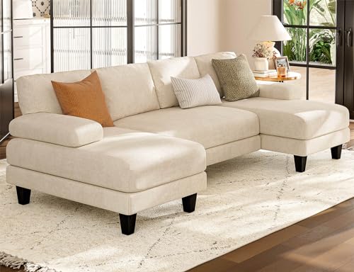 Modular U-Shaped Sofa with Double Chaise - Warm White