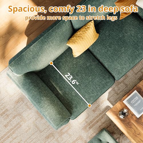 Modern 89-Inch Green Chenille Comfy Sofa Couch
