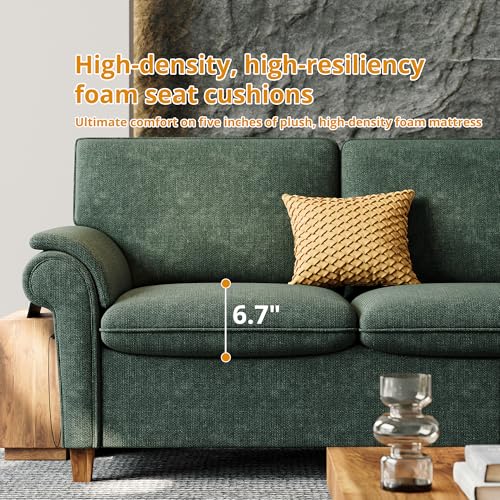 Modern 89-Inch Green Chenille Comfy Sofa Couch