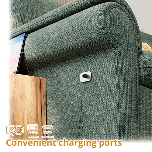 Modern 89-Inch Green Chenille Comfy Sofa Couch