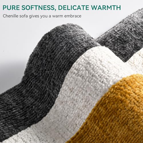 Modern U-Shaped Chenille Sectional Sofa with Charging Ports