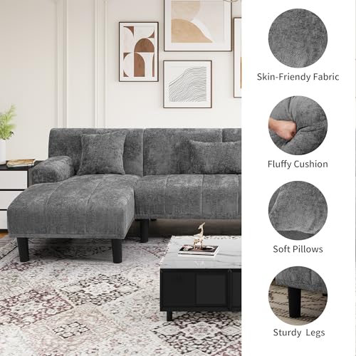 Modern U-Shaped Chenille Sectional Sofa with Charging Ports