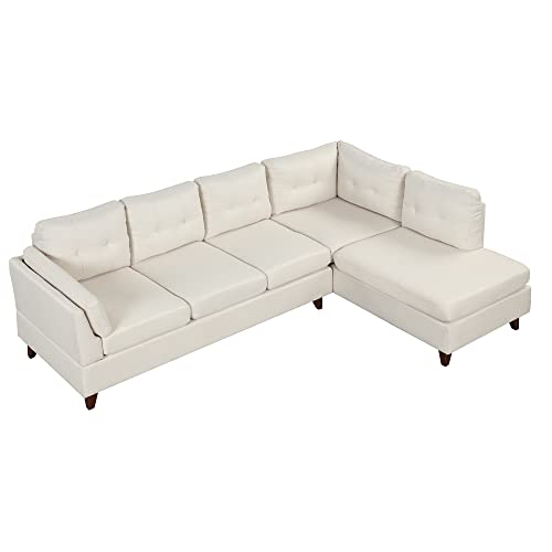 Beige L-Shape Modular 4-Seat Sofa Set