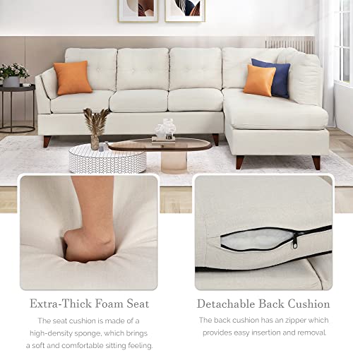 Beige L-Shape Modular 4-Seat Sofa Set