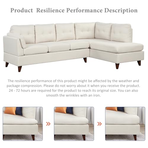 Beige L-Shape Modular 4-Seat Sofa Set