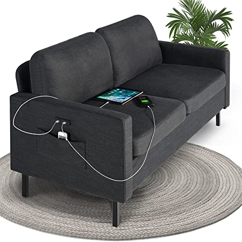 STHOUYN 56" Dark Grey Loveseat Sofa with USB
