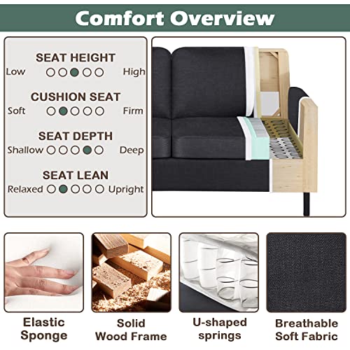 STHOUYN 56" Dark Grey Loveseat Sofa with USB