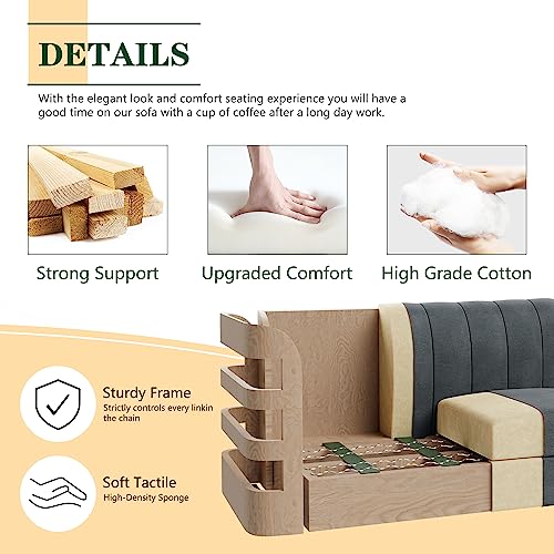 Mid-Century Convertible L-Shaped Sofa Couch