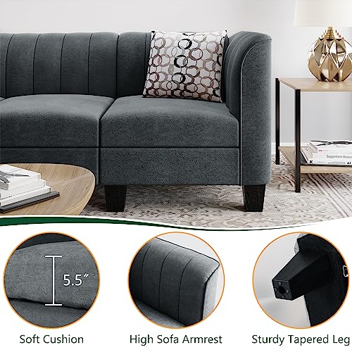 Mid-Century Convertible L-Shaped Sofa Couch