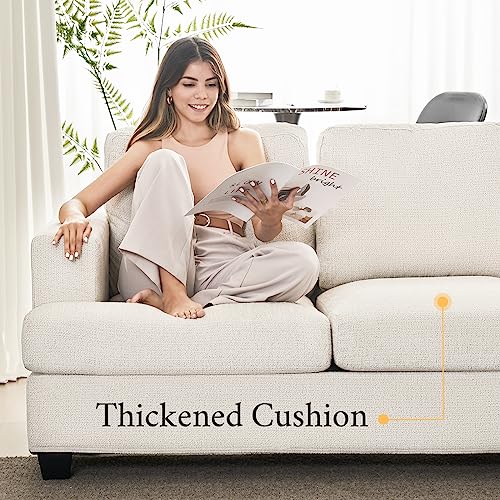 Beige Chenille 89" Modern Comfy Sofa Couch