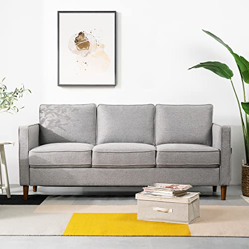 Mellow HANA Modern Grey Linen Loveseat with Armrest