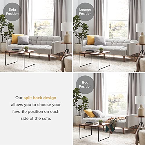 Mid Century Modern Light Gray Sofa Bed