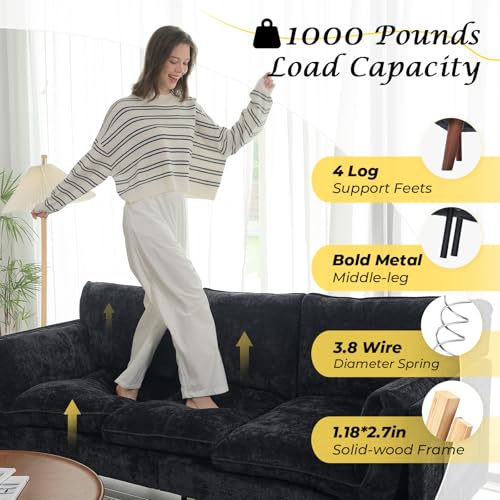 Mid-Century Chenille 82" Sectional Sofa Couch