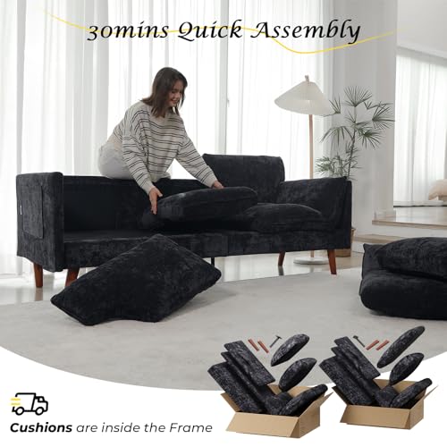 Mid-Century Chenille 82" Sectional Sofa Couch