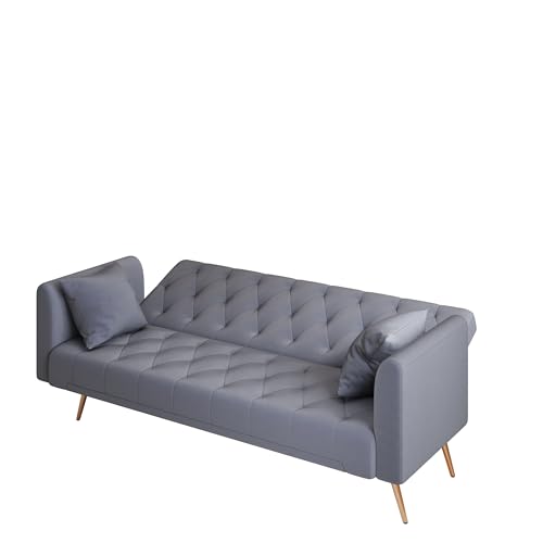 Modern Velvet Futon Sofa Bed with Adjustable Backrests