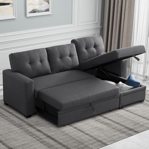 Reversible Sectional Sofa Bed with Storage Chaise