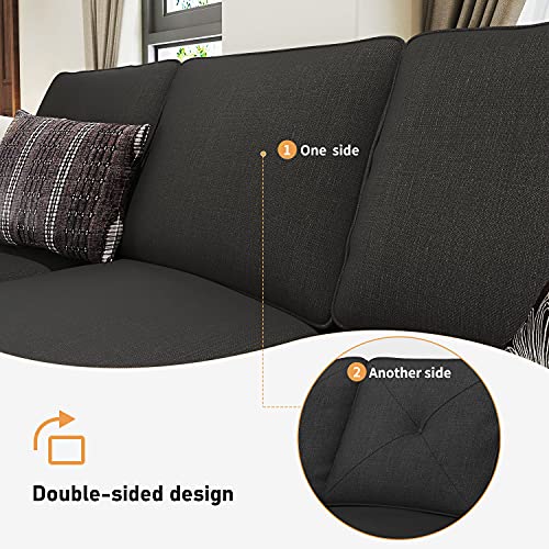 Modern Dark Grey 3-Seater Sofa with Reversible Cushions