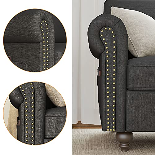 Modern Dark Grey 3-Seater Sofa with Reversible Cushions