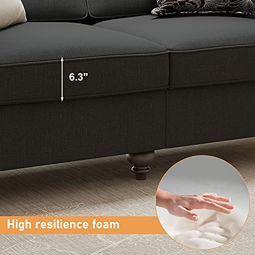 Modern Dark Grey 3-Seater Sofa with Reversible Cushions