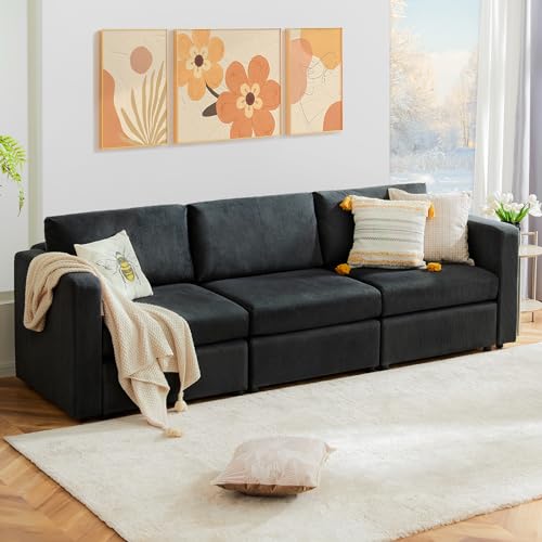 Modern Dark Grey Convertible Modular Sectional Sofa