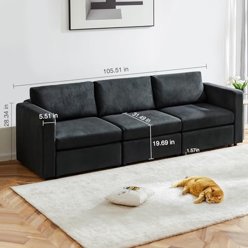 Modern Dark Grey Convertible Modular Sectional Sofa