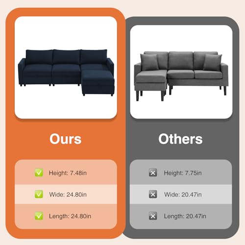 Modern Dark Grey Convertible Modular Sectional Sofa