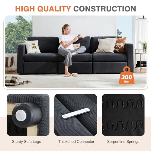 Modern Dark Grey Convertible Modular Sectional Sofa
