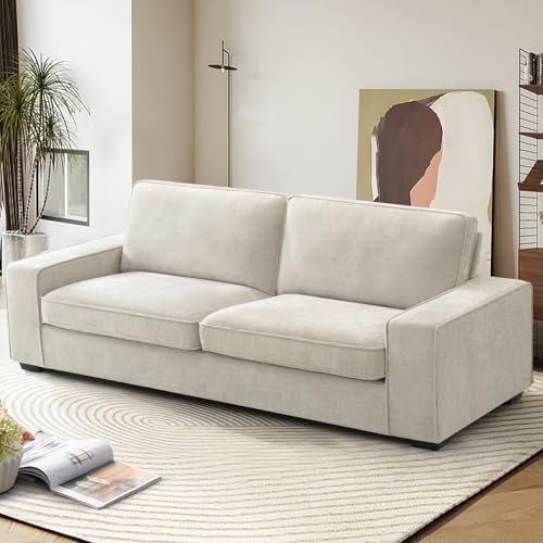 Modern 88" Chenille 3-Seater Sofa in Beige